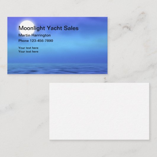 Visitekaartjes van het moonlight-thema Seaside Oce (Voorkant / Achterkant)