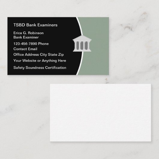 Visitekaartjes van het thema Bank Field Examiner (Voorkant / Achterkant)