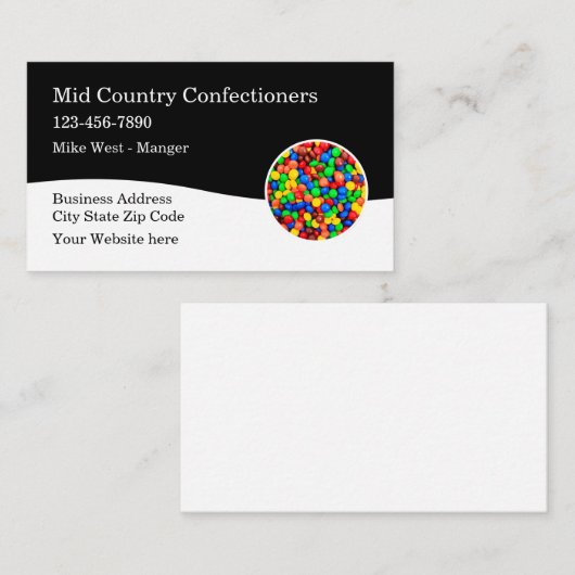 Visitekaartjes van het thema Snoep (Voorkant / Achterkant)