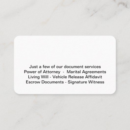 Visitekaartjes van het type Classy Notary (Achterkant)