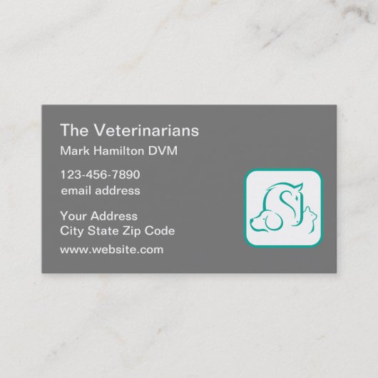 Visitekaartjes van het veterinair thema Pet Emblem (Voorkant)