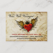 Visitekaartjes van het Winged hart van het Tattoo (Achterkant)