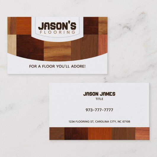 Visitekaartjes van houten vloeren (Voorkant / Achterkant)