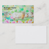 Visitekaartjes van kleurrijke schapen- en bloement (Voorkant / Achterkant)