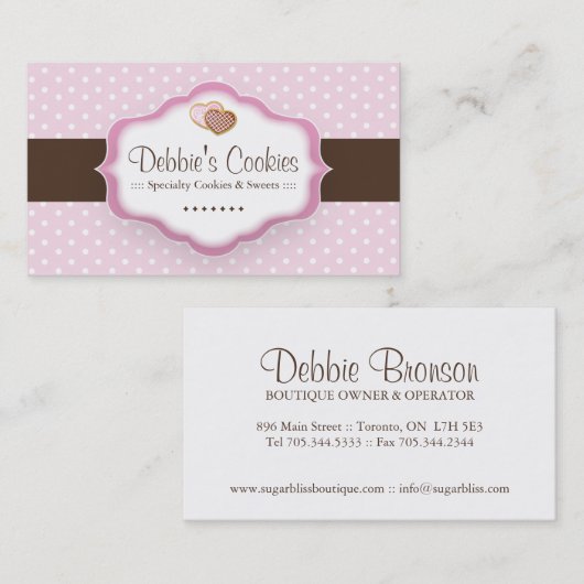 Visitekaartjes van koekjes (Voorkant / Achterkant)