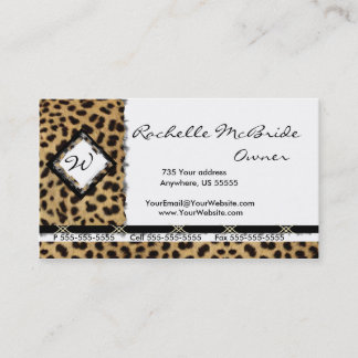 Visitekaartjes van leopard Print Monogram