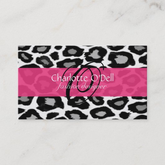Visitekaartjes van leopard Print Monogram (Voorkant)