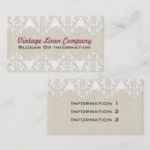  Visitekaartjes van linnen en kant (Voorkant / Achterkant)