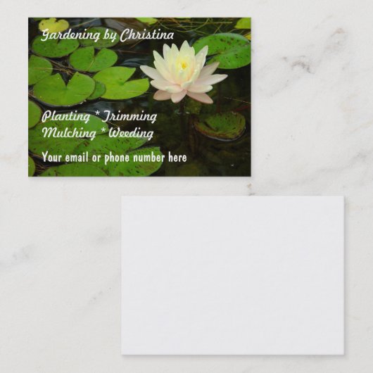 Visitekaartjes van Lotusbloemvijvers (Voorkant / Achterkant)