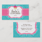 Visitekaartjes van Lovely Damask Cupcake (Voorkant / Achterkant)