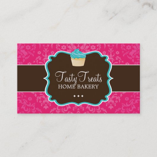 Visitekaartjes van Lovely Damask Cupcake (Voorkant)