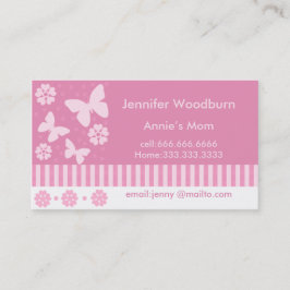 Visitekaartjes van mama - Roze Butterflies Flowers Contactkaartje