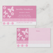 Visitekaartjes van mama - Roze Butterflies Flowers Contactkaartje (Voorkant / Achterkant)