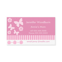 Visitekaartjes van mama - Roze Butterflies Flowers