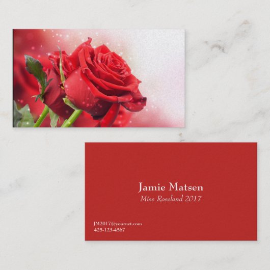 Visitekaartjes van Miss America Red Roses (Voorkant / Achterkant)