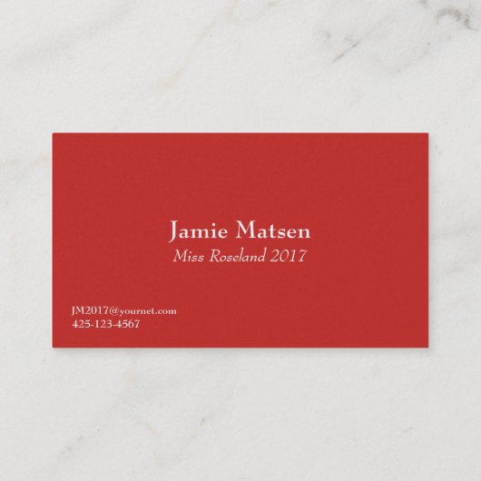 Visitekaartjes van Miss America Red Roses (Achterkant)