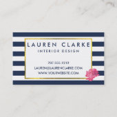 Visitekaartjes van Navy Stripe en Pink Peony (Voorkant)