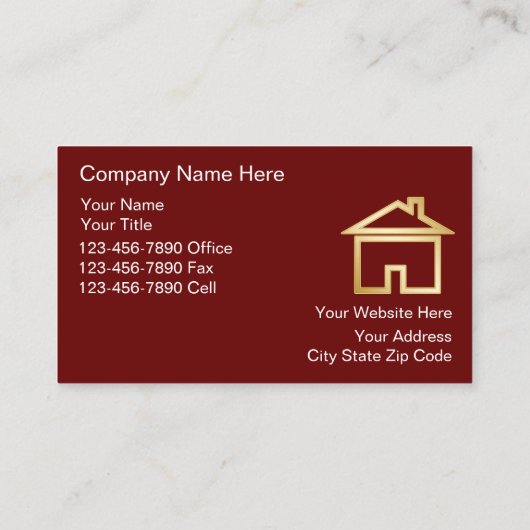 Visitekaartjes van onroerend goed (Achterkant)