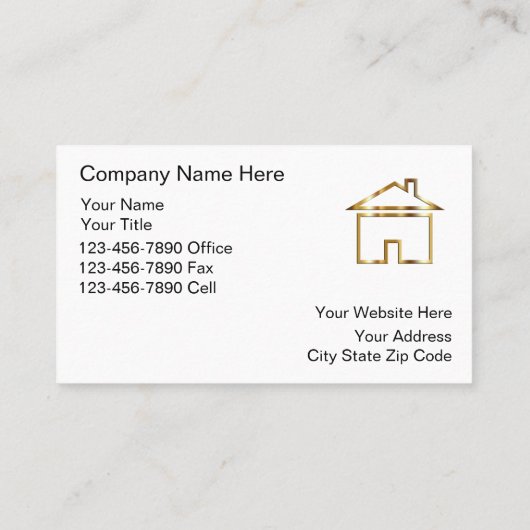 Visitekaartjes van onroerend goed (Achterkant)