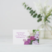 visitekaartjes van paarse bloemen (Staand voorkant)