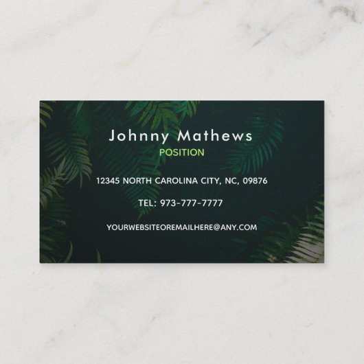 Visitekaartjes van palmbomen Boerderij (Achterkant)