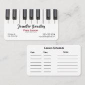 Visitekaartjes van piano-leraar (Voorkant / Achterkant)