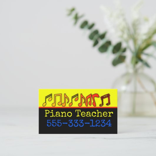 Visitekaartjes van piano-leraar (Staand voorkant)