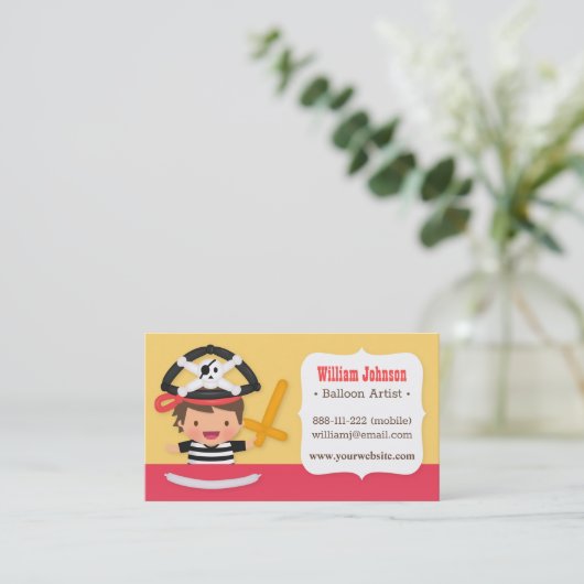 Visitekaartjes van pirate Boy Balloon (Staand voorkant)