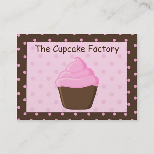 Visitekaartjes van Polka Dot Pink en Brown Cupcake (Voorkant)