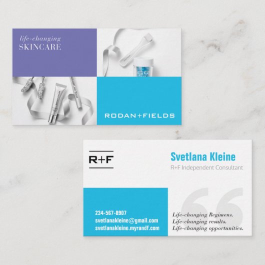 Visitekaartjes van Rodan en Fields (Voorkant / Achterkant)