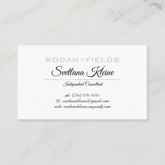 Visitekaartjes van Rodan en Fields (Achterkant)