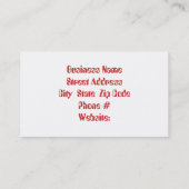 Visitekaartjes van rode hotChili (Achterkant)