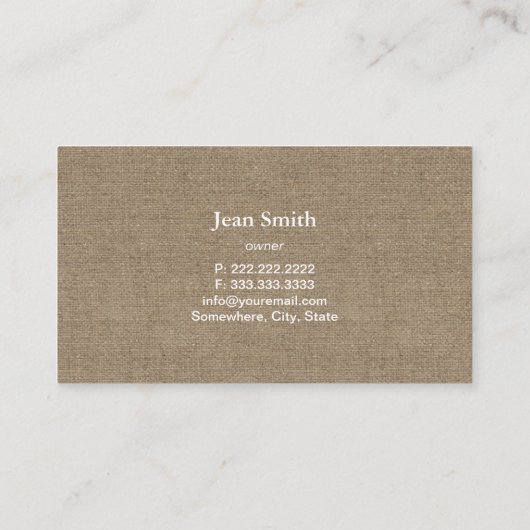 Visitekaartjes van Rustic Dandelion Bgloing Burlap (Achterkant)