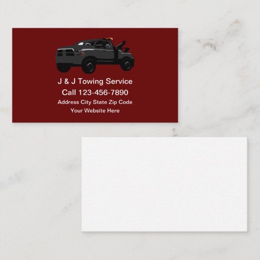 Visitekaartjes van takelwagenwrakken (Voorkant / Achterkant)