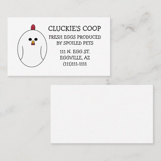 Visitekaartjes van verse eieren (Voorkant / Achterkant)