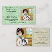 Visitekaartjes van veterinair personeel en bunny R (Voorkant / Achterkant)