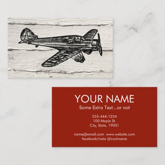 Visitekaartjes van vliegtuigen - hout (Voorkant / Achterkant)
