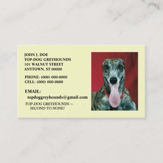 VISITEKAARTJES VAN ZAAIGOED VASTSTELLING VAN DOG (Voorkant)