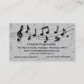Visitekaartjes van zwarte en grijze muzieknoten (Achterkant)