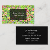 Visitekaartjes van zwarte en roze Floral (Voorkant / Achterkant)