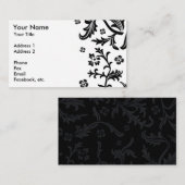 Visitekaartjes van zwarte en witte Floral (Voorkant / Achterkant)