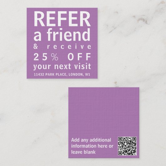 Visitekaartjes - Verwijs een Vriend Paars (Voorkant / Achterkant)