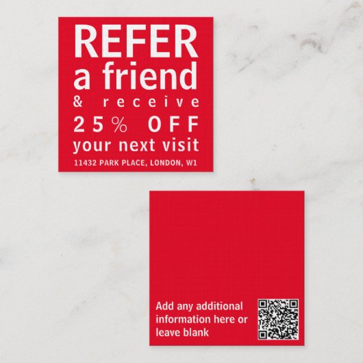 Visitekaartjes - Verwijs naar een Vriend Rood (Voorkant / Achterkant)