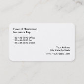 Visitekaartjes verzekeringsagent (Achterkant)