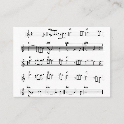 Visitekaartjes, Visitekaartjes van piano-les (Achterkant)