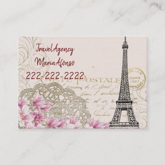 Visitekaartjes, Visitekaartjes voor reisbureaus (Voorkant)