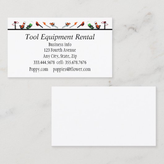 Visitekaartjes voor aangepaste tools en apparatuur (Voorkant / Achterkant)