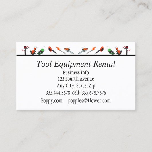 Visitekaartjes voor aangepaste tools en apparatuur (Voorkant)