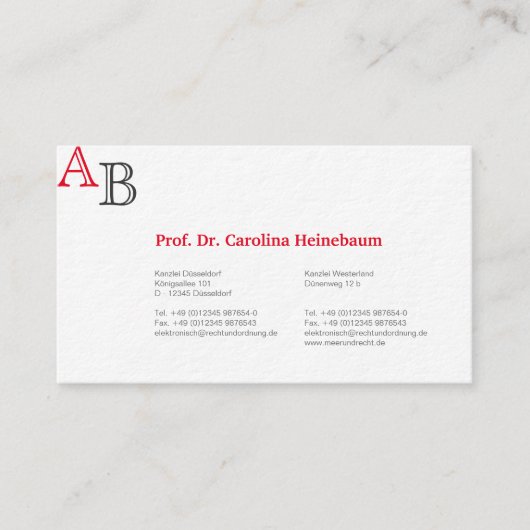 Visitekaartjes voor Advocaat (Voorkant)