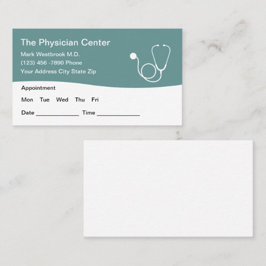 Visitekaartjes voor afspraak met arts-patiënt (Voorkant / Achterkant)